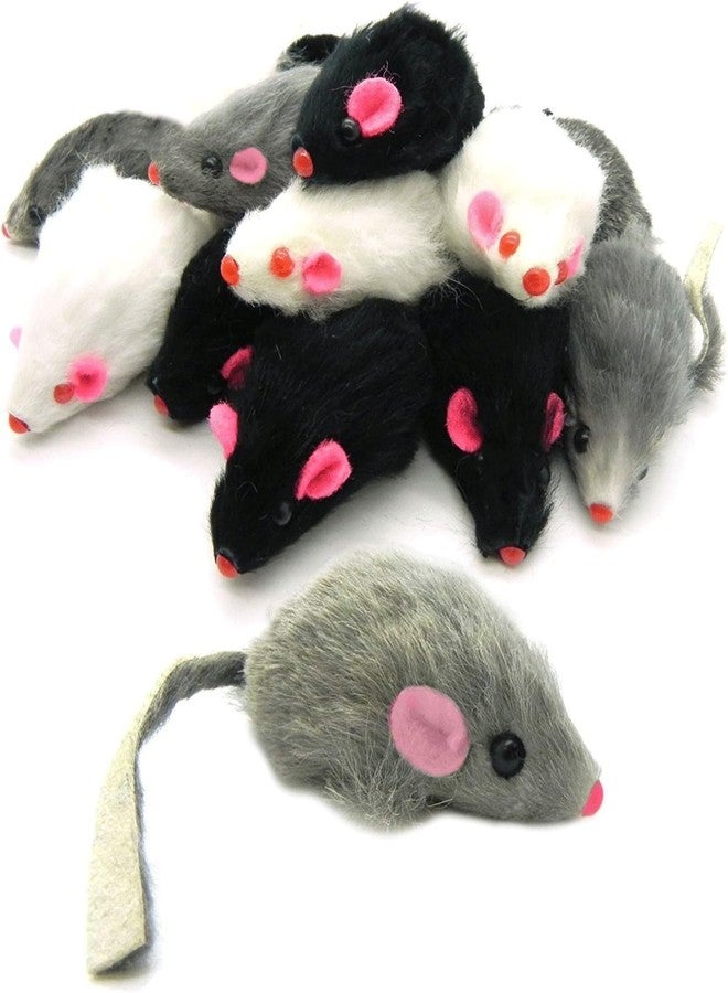 Labriciyon 5 Pcs Gray Fur Rattle Mouse Cat Toy Mice Animal Toy Pet Supplies Furry Play Combo - Cat Toy Mix - Image 3
